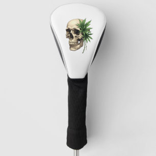 Aesthetic Goth Grunge Skull Tropical Monstera Leaf Golf Head Cover