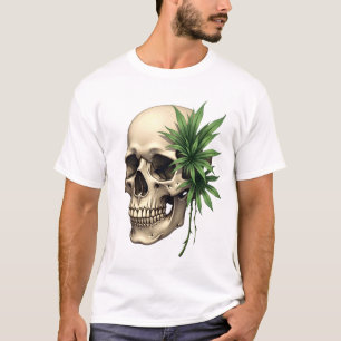 Aesthetic Goth Grunge Skull Tropical Monstera Leaf T-Shirt