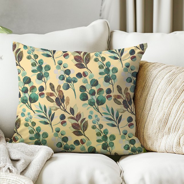 Aesthetic green flower leaf pattern cushion (Creator Uploaded)