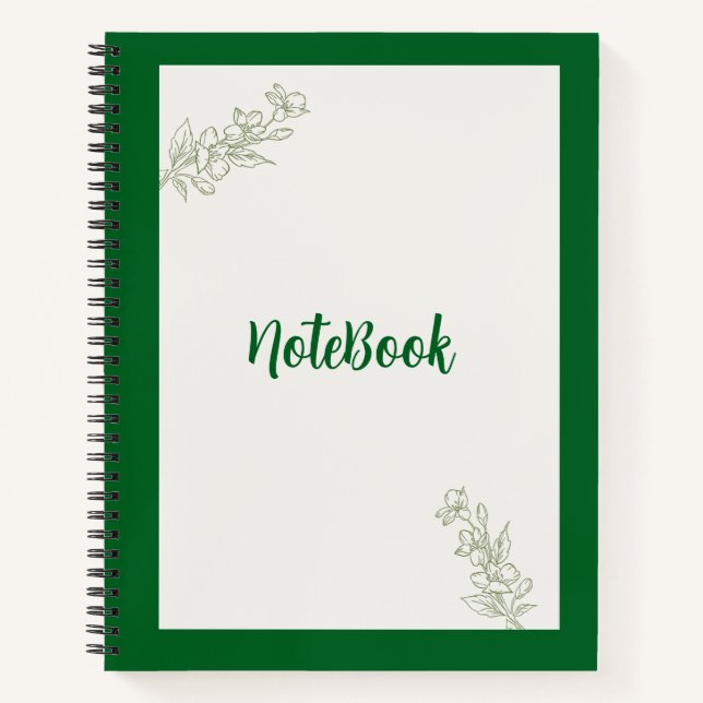 Aesthetic Green Leaf Stylish Journal Notebook  (Front)