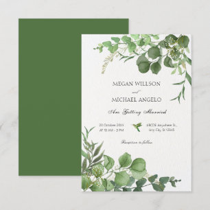 Aesthetic Green leaves plants wedding Invitation