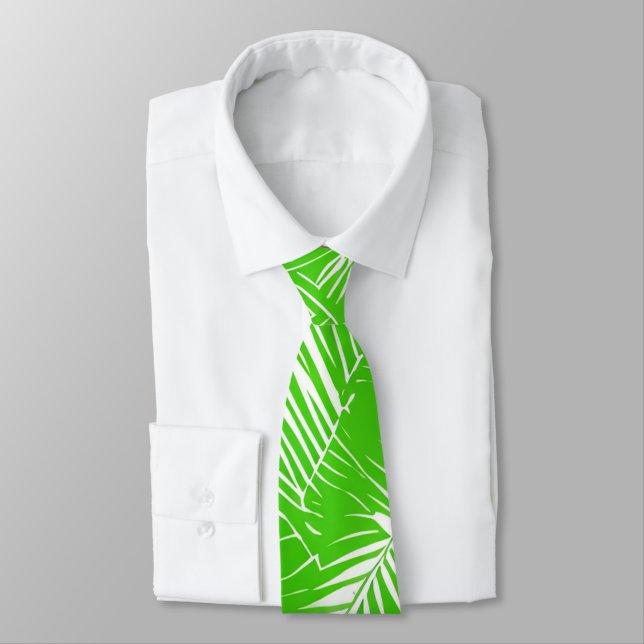 Aesthetic Green Palm Tree Leaves Tropical Summer Tie (Tied)