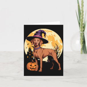 Aesthetic Halloween Vizsla Dog Witch Pumpkin Card