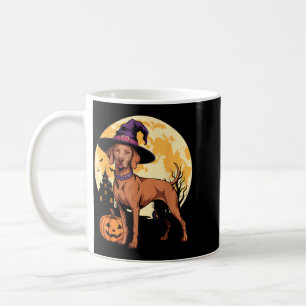 Aesthetic Halloween Vizsla Dog Witch Pumpkin Coffee Mug