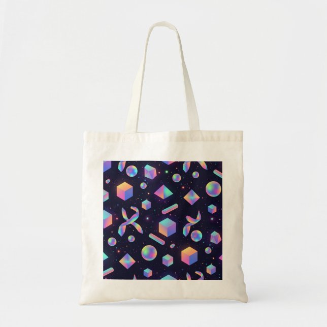 Aesthetic Holographic 3D Geometric Tote Bag (Front)