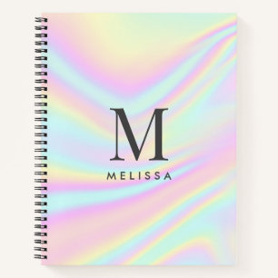Aesthetic Holographic Monogram Name Notebook