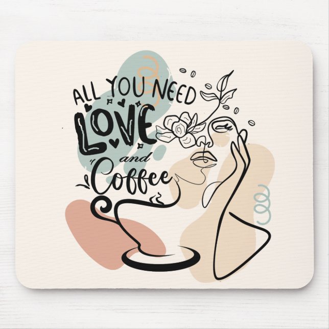 Aesthetic Illustrations, Girl's Coffee Mouse Pad (Front)