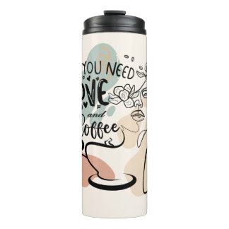 Aesthetic Illustrations, Girl's Coffee Thermal Tumbler
