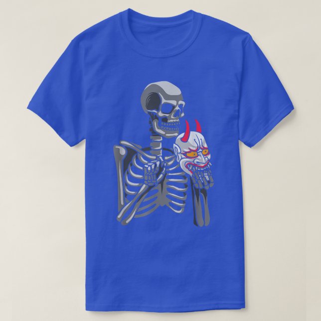 Aesthetic Japanese Hannya Mask Skeleton Demon Yoka T-Shirt (Design Front)