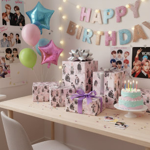Aesthetic K-Pop Idols Silhouette Streetwear  Wrapping Paper