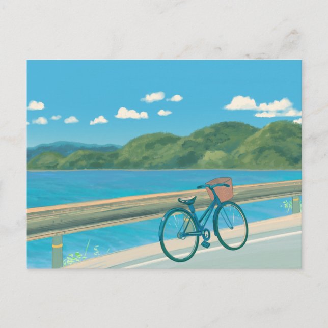 Aesthetic landscape blue nature island postcard (Front)