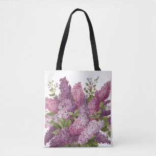 Aesthetic Lavender Lilac Floral Pattern Shoulder Tote Bag