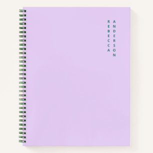 Aesthetic Lavender & Teal Vertical Name Notebook