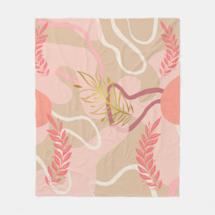 Aesthetic Leaf Design Fleece Blanket