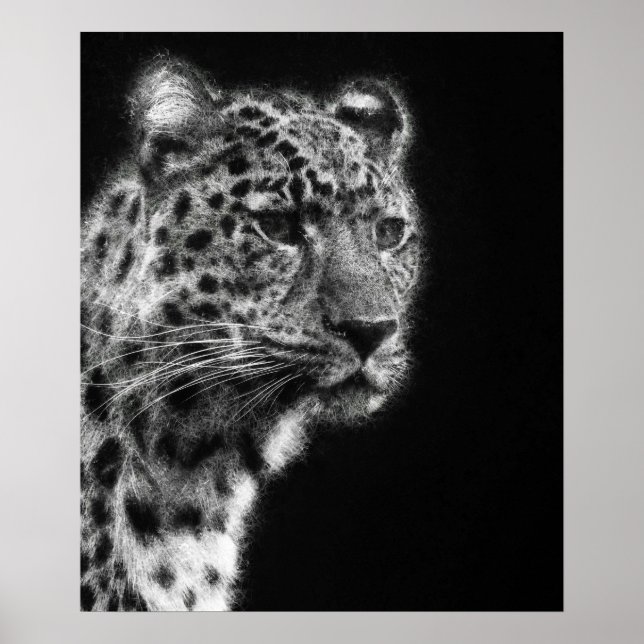 Aesthetic Leopard Cheetah Face sketch art Poster (Front)