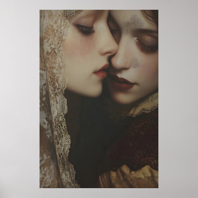 Aesthetic Lesbian Dark Romance Art Printable, Mood Poster (Front)