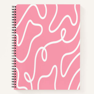 Aesthetic Liquid Swirl Pastel Pink Wavy Pattern Notebook