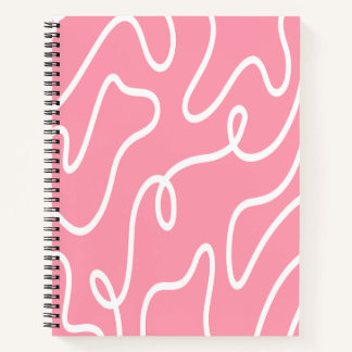 Aesthetic Liquid Swirl Pastel Pink Wavy Pattern Notebook
