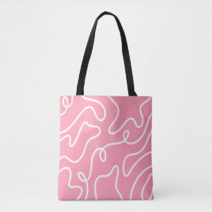 Aesthetic Liquid Swirl Pastel Pink Wavy Pattern Tote Bag