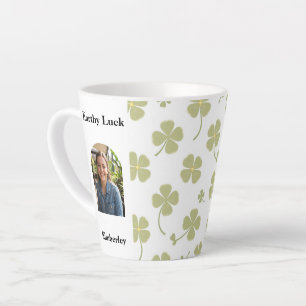 Aesthetic Lucky Charm Four Leaf Clover Custom Latte Mug