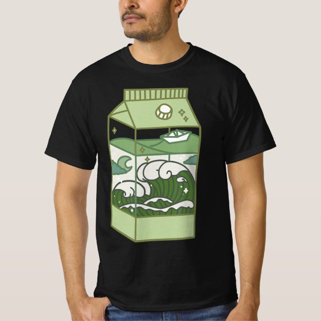 Aesthetic Milk Box Artwork Cute Kawaii Otaku Anime T-Shirt (Front)