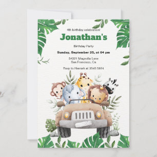 Aesthetic Minimalist Animal Birthday Invitation