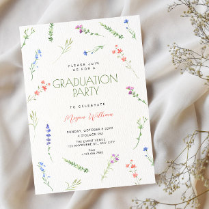 Aesthetic Minimalist falling flowers graduation Invitation