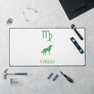 Aesthetic Minimalist Green Silhouette Virgo Zodiac Desk Mat