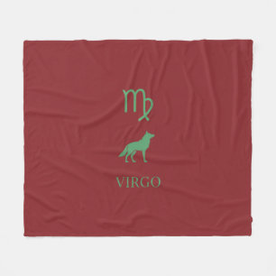 Aesthetic Minimalist Green Silhouette Virgo Zodiac Fleece Blanket
