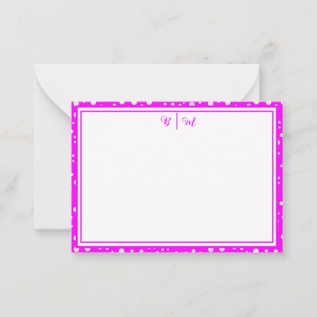Aesthetic Minimalist Pink with Border & Monogram Card (Front)