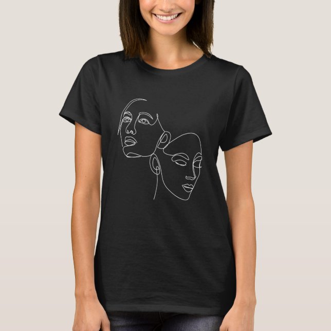 Aesthetic Minimalist Woman Line For Feminist Artis T-Shirt (Front)