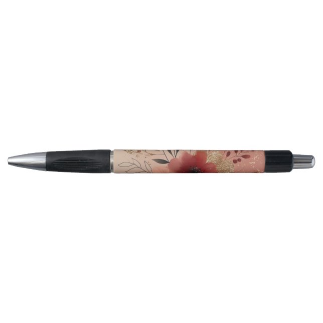 Aesthetic Minimalistic Floral Watercolor Red Pen (Front)