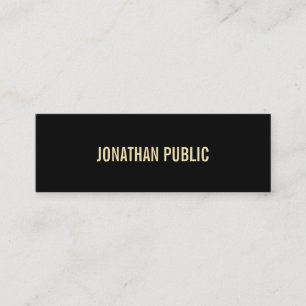 Aesthetic Modern Black Gold Text Elegant Simple Mini Business Card