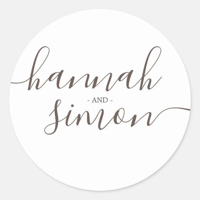 Aesthetic Modern Minimalist Golden Wedding Classic Round Sticker (Front)