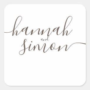 Aesthetic Modern Minimalist Golden Wedding Squa Square Sticker