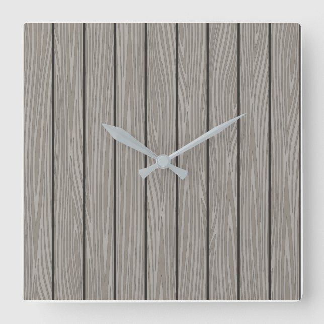 Aesthetic modern minimalist grey wood design square wall clock (Front)