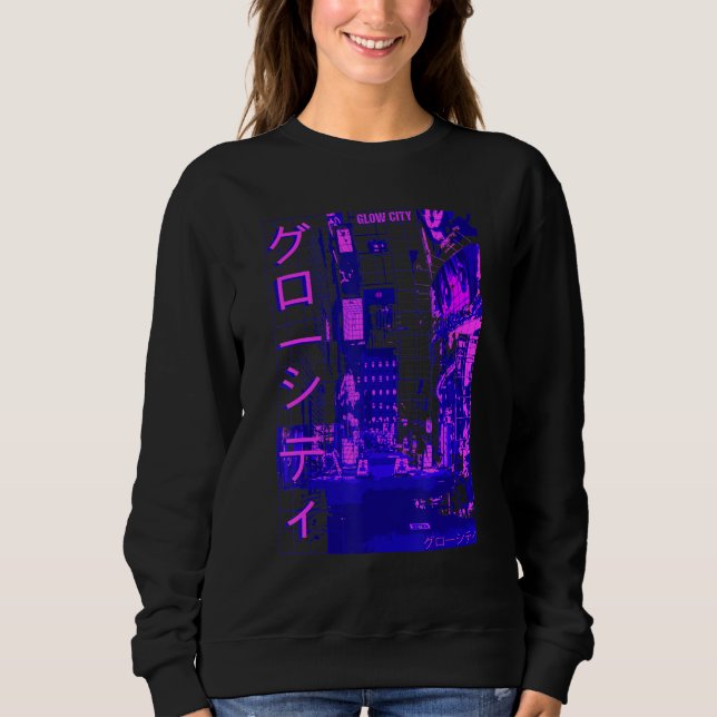 Aesthetic Modern Style Japan Glow City Streets Lig Sweatshirt (Front)