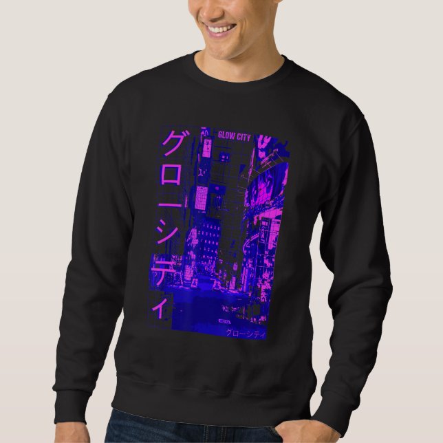 Aesthetic Modern Style Japan Glow City Streets Lig Sweatshirt (Front)