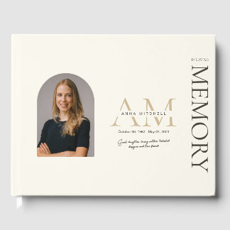 Aesthetic Monogram Funeral Memorial Guest Book