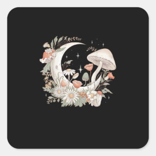 Aesthetic Moon Goblincore And Cottagecore Mushroom Square Sticker