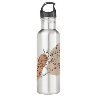 Aesthetic motivational quote with a plant drawing 710 ml water bottle