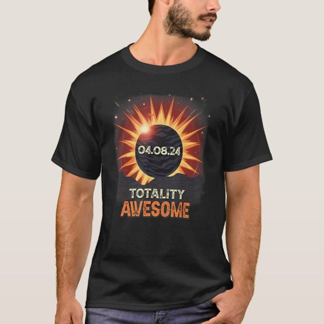 Aesthetic Mountain Total Solar Eclipse 2024 Totali T-Shirt (Front)