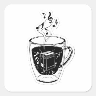 Aesthetic Musical Coffee Cup & Books 3D Sticker