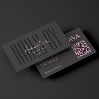 Aesthetic Nail Tech Lashes Makeup Artist Pink Blac Business Card
