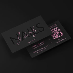 Aesthetic Nails Studio Black Pink Nail Technician Business Card