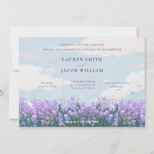 Aesthetic nature blue sky flower spring wedding invitation