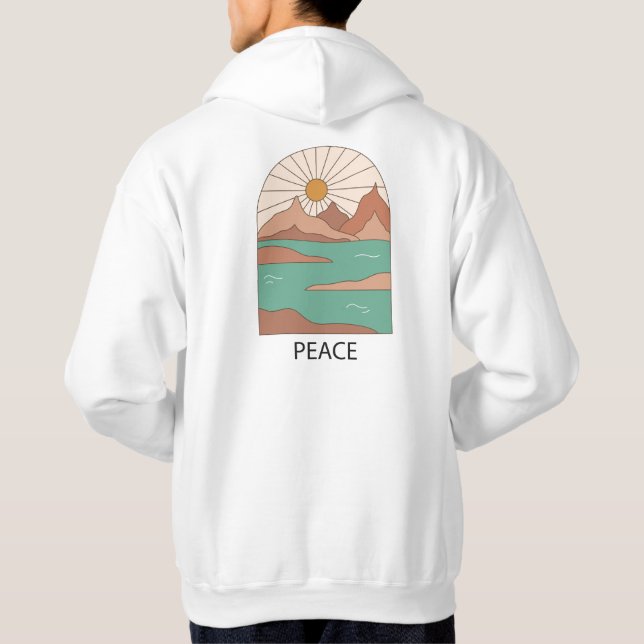Aesthetic Nature Vintage Desert Seaside Landscape  Hoodie (Back)