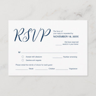 Aesthetic Navy Blue, Wedding Party RSVP, Respond Enclosure Card