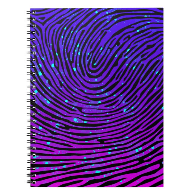 Aesthetic Neon Fingerprint Luminous Luminescent Notebook (Front)