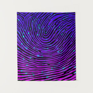 Aesthetic Neon Fingerprint Luminous Luminescent Tapestry